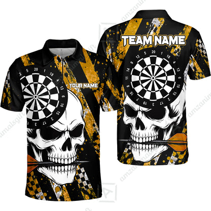 Custom Darts Jersey Polo Shirt, Skull Bites Dart, Custom Dart Jersey Team Shirt For Players With Name & Team Name