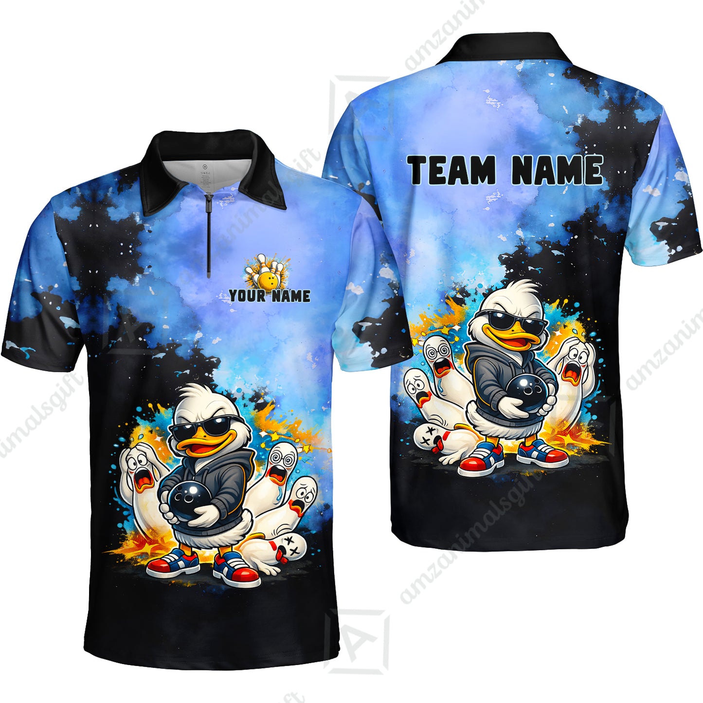 Custom Bowling Polo Shirt, Funny Screaming Pins Bowling Custom Bowling Polo Team Shirt For Players With Name & Team Name