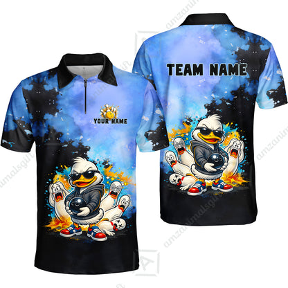 Custom Bowling Polo Shirt, Funny Screaming Pins Bowling Custom Bowling Polo Team Shirt For Players With Name & Team Name