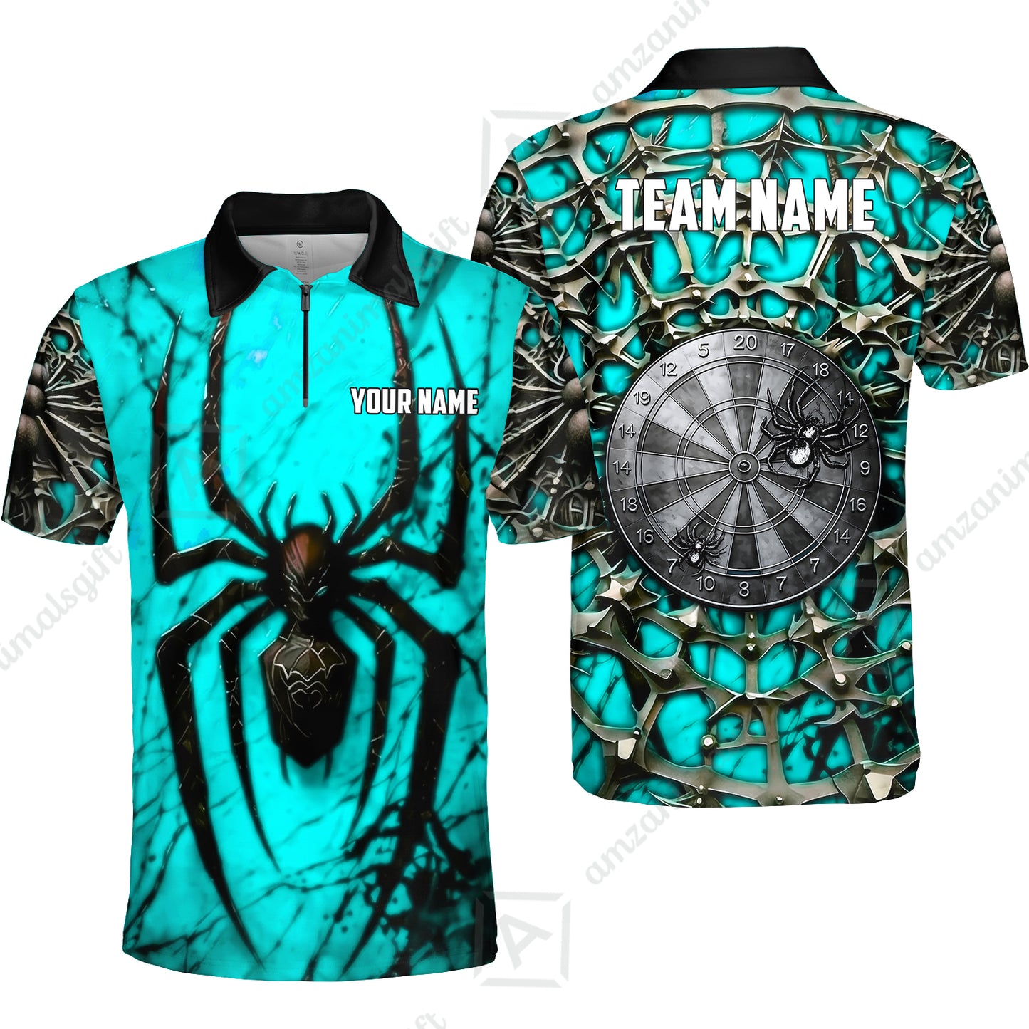Custom Darts Jersey Polo Shirt, Gothic Widow Spiderweb, Custom Dart Jersey Team Shirt For Players With Name & Team Name
