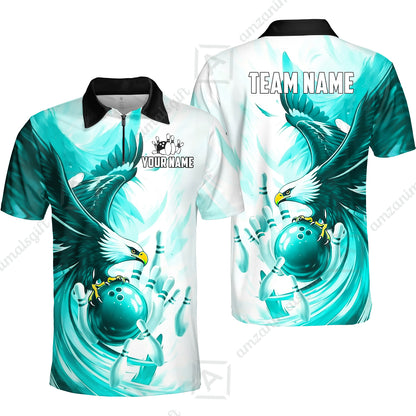 Custom Bowling Jersey Polo Shirt, Soaring Eagle, Custom Bowling Jersey Team Shirt For Players With Name & Team Name