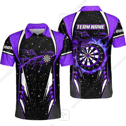 Custom Lightning Glitter Darts Team Unisex Polo Shirts, Customized Name Team Name Darts Team Jerseys Uniform