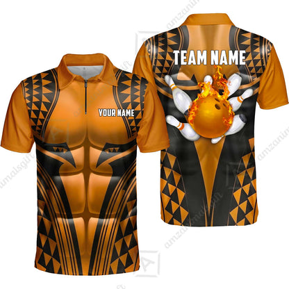 Custom Bowling Jersey Polo Shirt, Polynesian Strike, Custom Bowling Jersey Team Shirt For Players With Name & Team Name