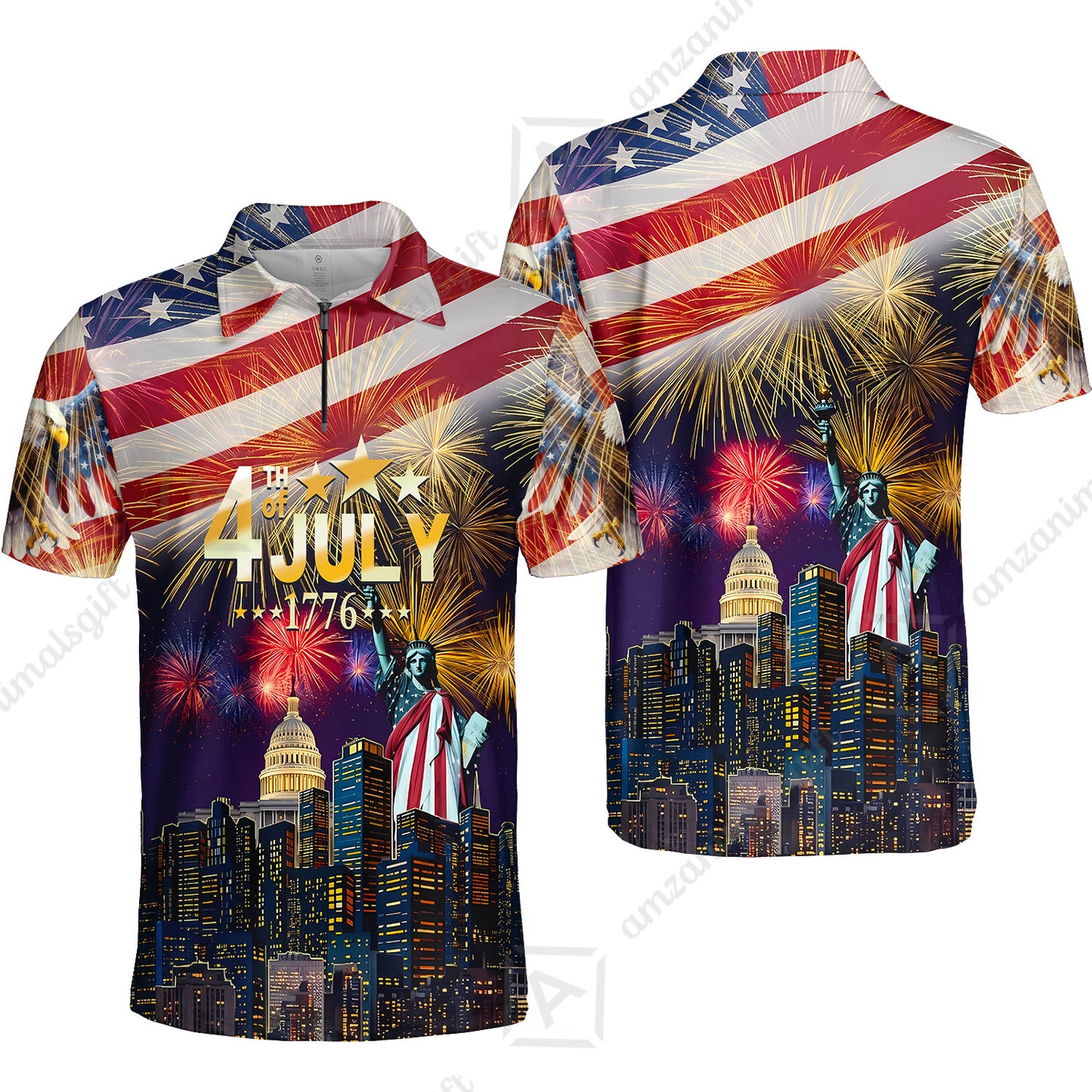 Custom Bowling Jersey Polo Shirt, Independence Day Celebration 1776 Bowling, Custom Bowling Jersey Team Shirt For Players With Name and Team Name