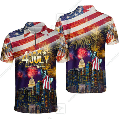Custom Bowling Jersey Polo Shirt, Independence Day Celebration 1776 Bowling, Custom Bowling Jersey Team Shirt For Players With Name and Team Name