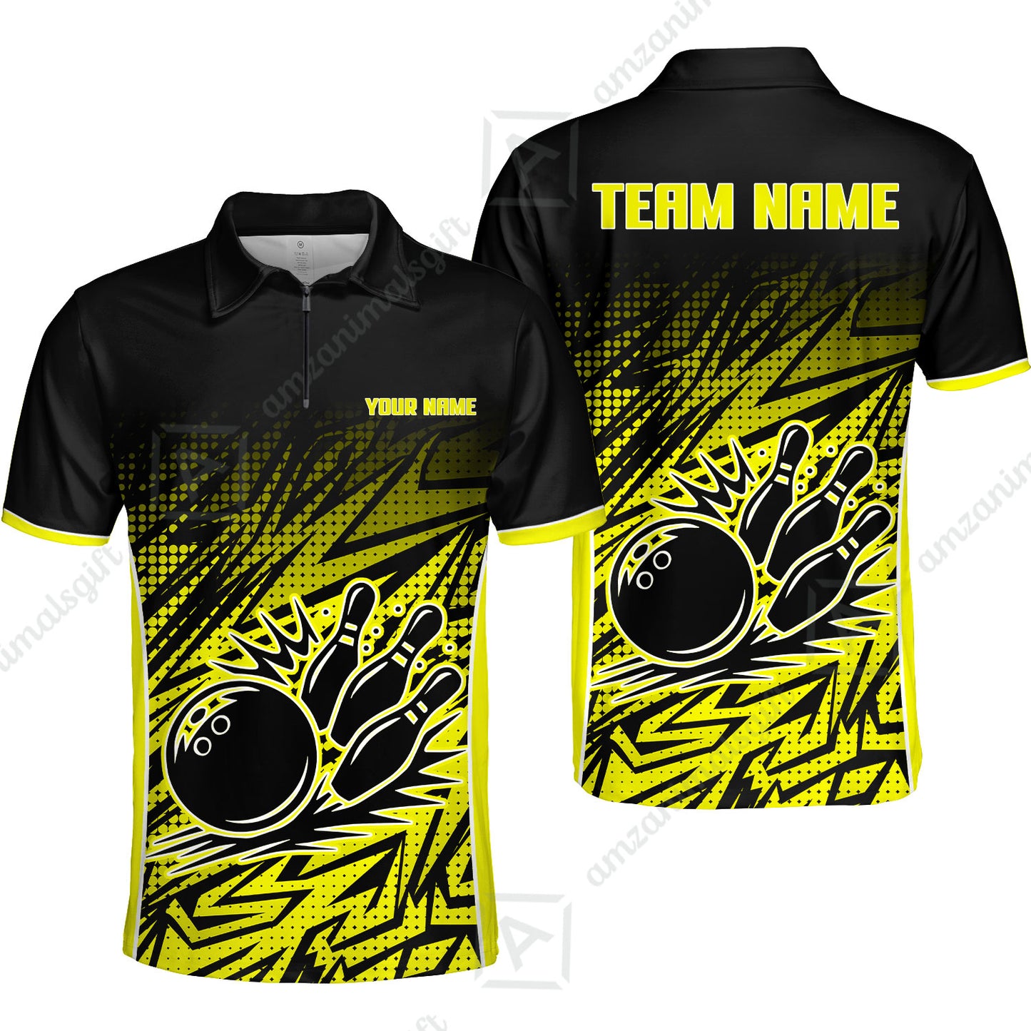 Customized Bowling Unisex Polo Shirt, Abstract Sameless Pattern Color Bowling Uniforms, Personalized Name And Team Name