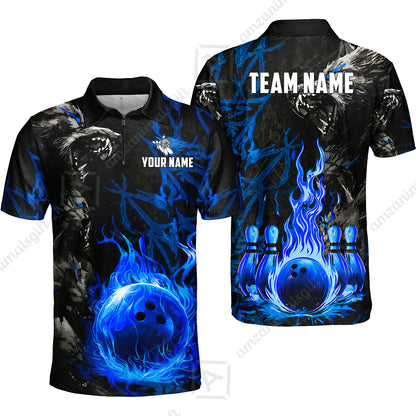 Custom Bowling Jersey Polo Shirt, Hellfire Werewolf & Crimson Strike, Custom Bowling Jersey Team Shirt For Players With Name & Team Name
