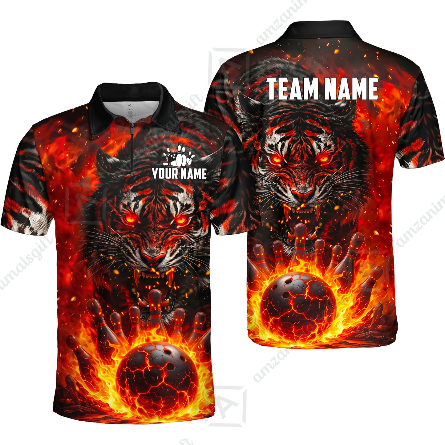Custom Bowling Jersey Polo Shirt, Cursed Phantom Tiger, Custom Bowling Jersey Team Shirt For Players With Name & Team Name