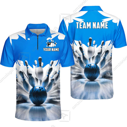 Custom Bowling Jersey Polo Shirt, Electric Marble Strike, Custom Bowling Jersey Team Shirt For Players With Name and Team Name