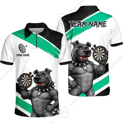 Custom Darts Jersey Polo Shirt, Pitbull Hold Dart Board, Custom Dart Jersey Team Shirt For Players With Name & Team Name