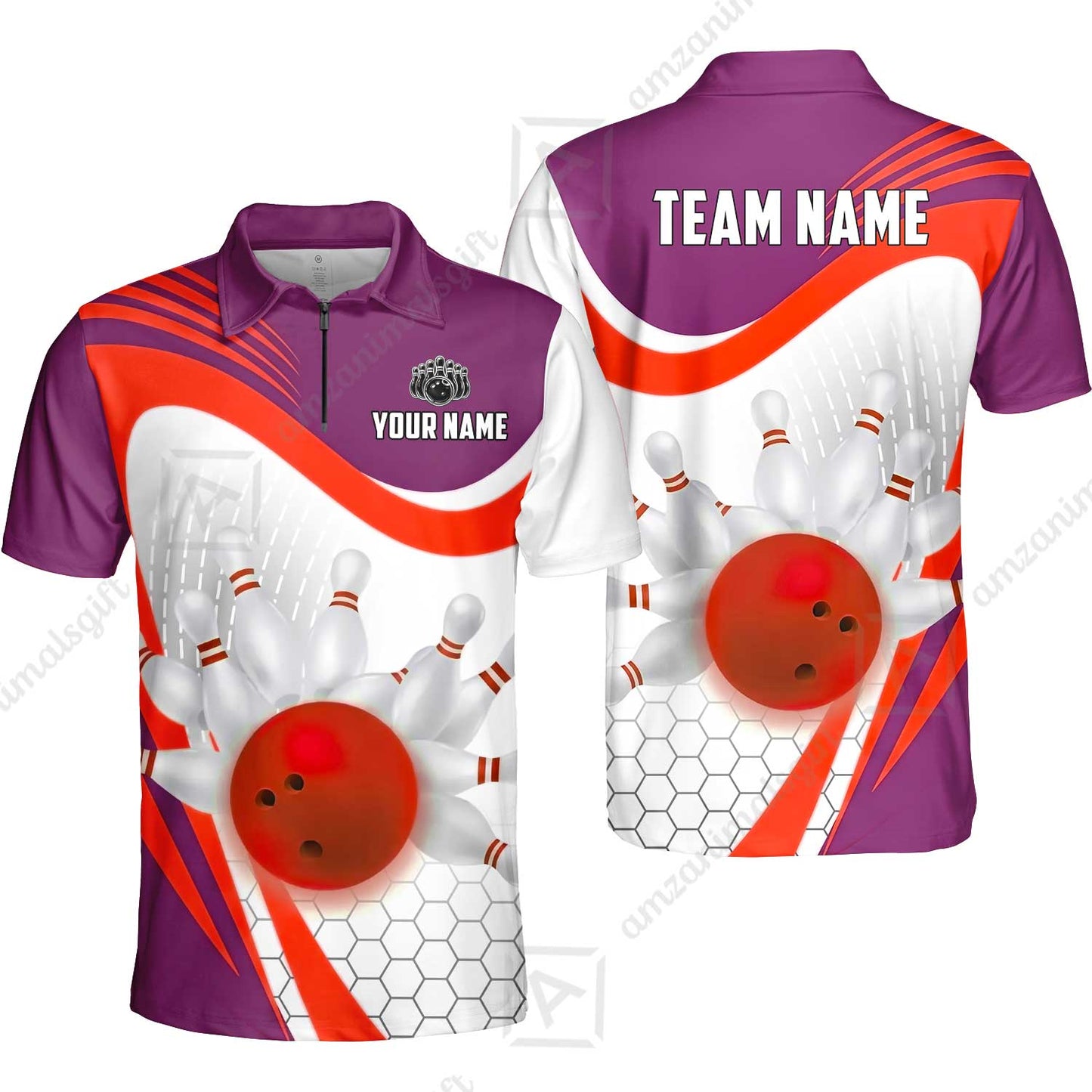 Custom Bowling Jersey Polo Shirt, Geometric Streamline & Fresh Mint, Custom Bowling Jersey Team Shirt For Players With Name & Team Name