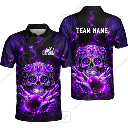 Customized Darts Team Jersey, Sugar Skull Bowler, Personalized Polo Shirt For Players With Name & Team Name
