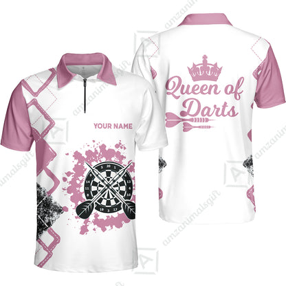 Customized Darts Women Polo Shirt, Queen of Darts Team Shirt, Personalized Name Polo Shirt For Women - Perfect Gift For Darts Lovers, Darts Players