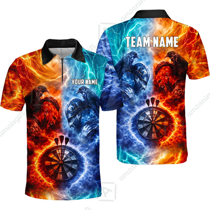 Custom Darts Team Jersey, Personalized Fire Ice Raven Darts Polo Shirt For Players With Name & Team Name