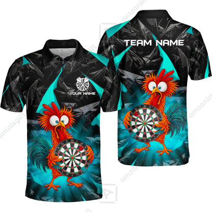 Custom Darts Team Jersey, Personalized Funky Rooster Dart Shirt For Players With Name & Team Name