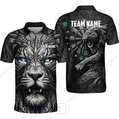 Custom Darts Team Jersey, Personalized Lion Darts Tribal Polo Shirt For Players With Name & Team Name