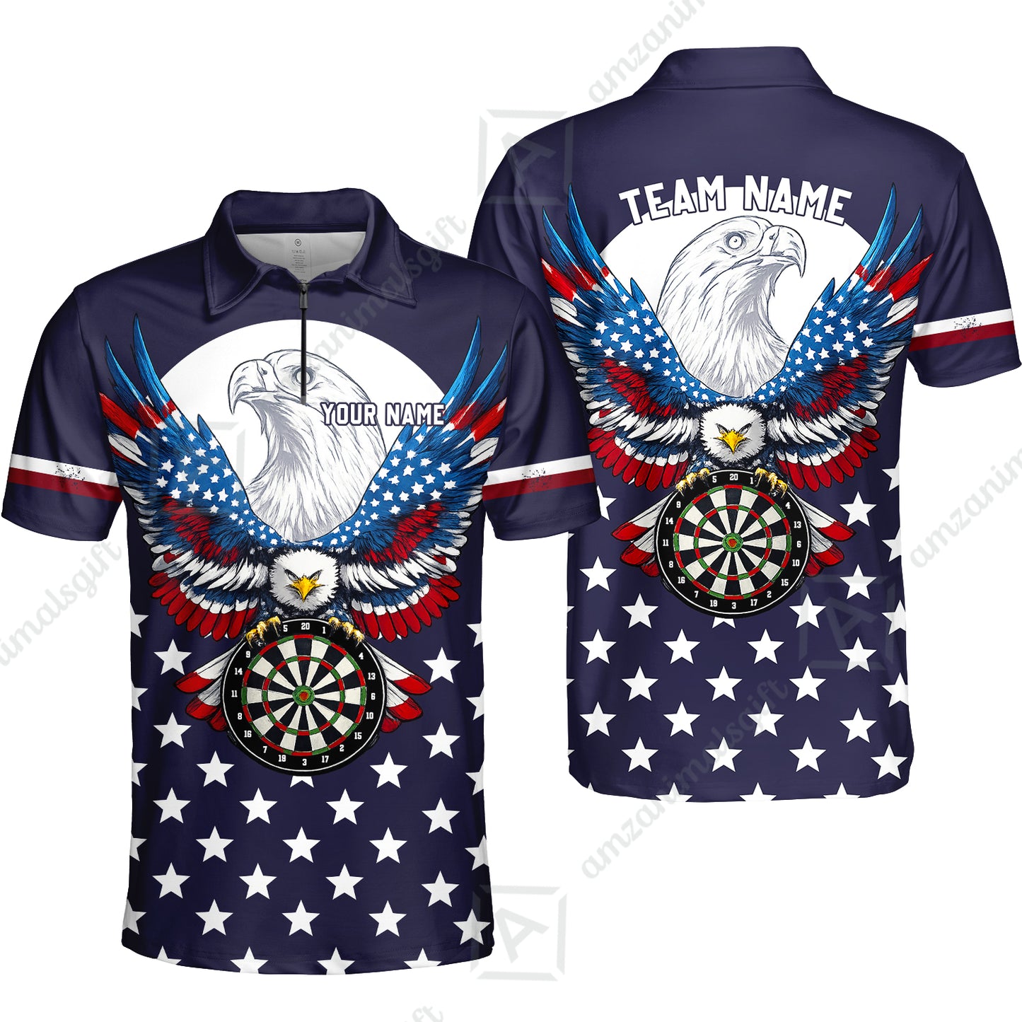 Custom Darts Jersey Polo Shirt, American Eagle, Custom Dart Jersey Team Shirt For Players With Name & Team Name