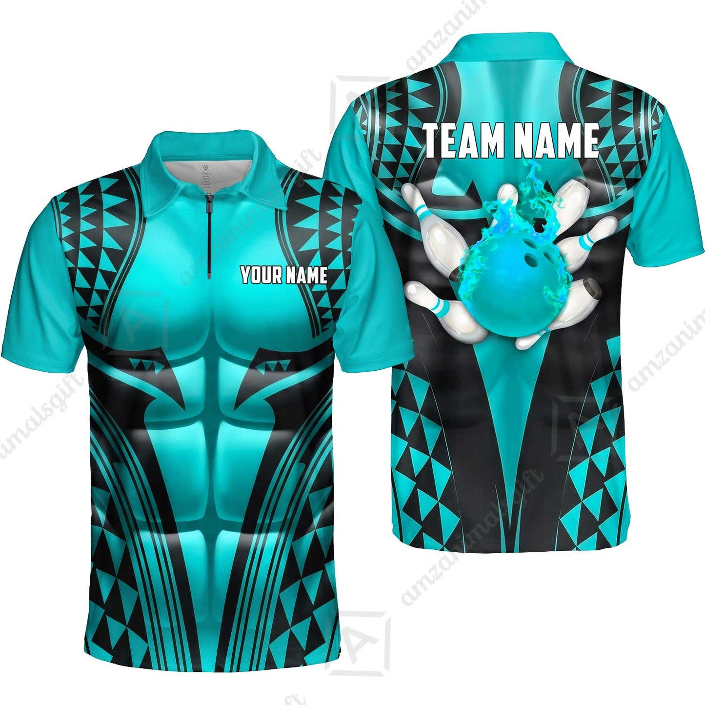 Custom Bowling Jersey Polo Shirt, Polynesian Strike, Custom Bowling Jersey Team Shirt For Players With Name & Team Name