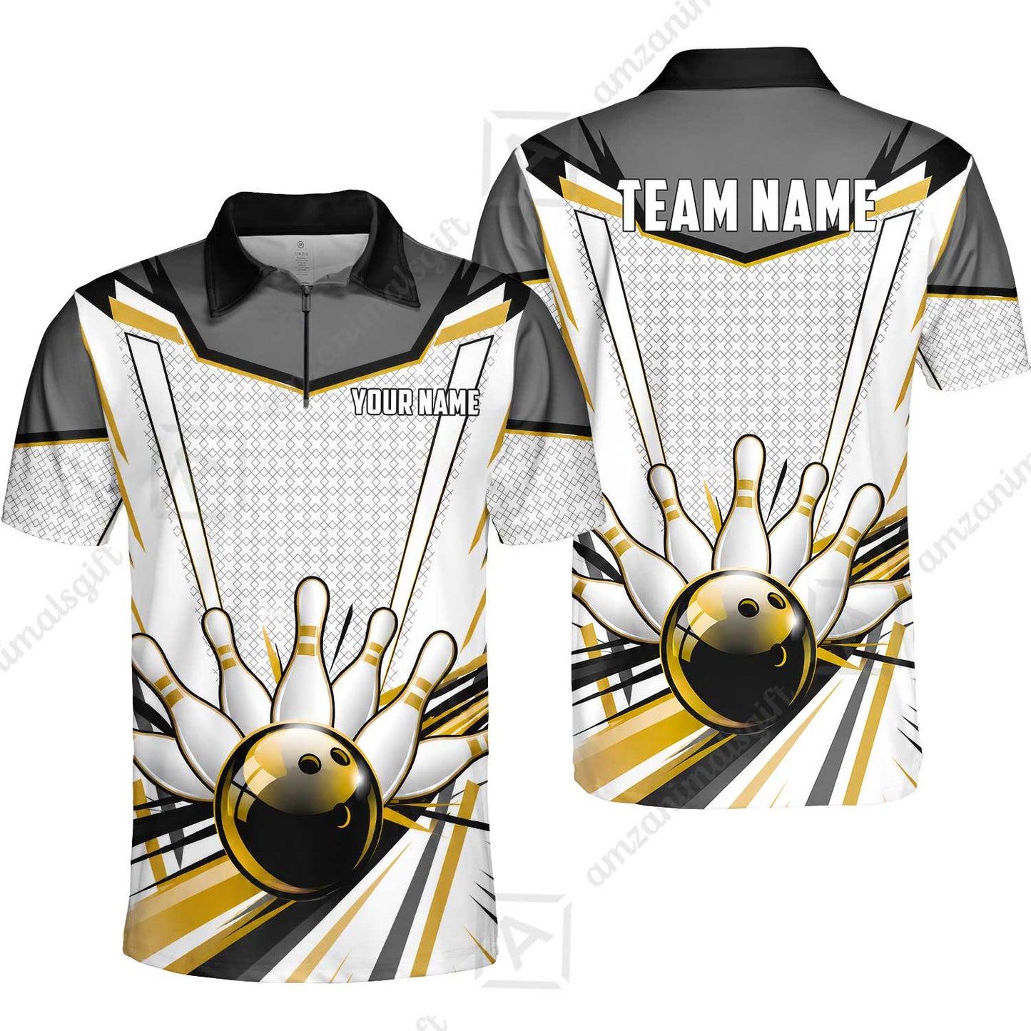 Customized Golden Cyber Strike Bowling Jersey, Custom Name And Team Name For Bowlers