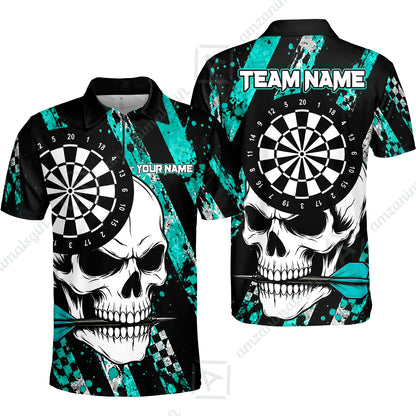 Custom Darts Jersey Polo Shirt, Skull Bites Dart, Custom Dart Jersey Team Shirt For Players With Name & Team Name
