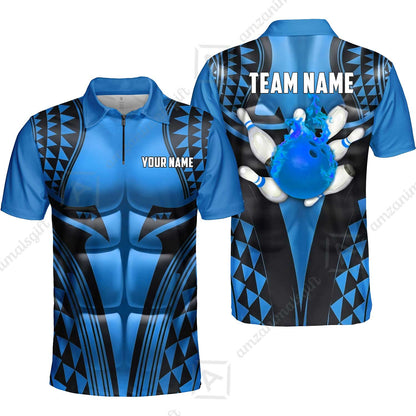 Custom Bowling Jersey Polo Shirt, Polynesian Strike, Custom Bowling Jersey Team Shirt For Players With Name & Team Name