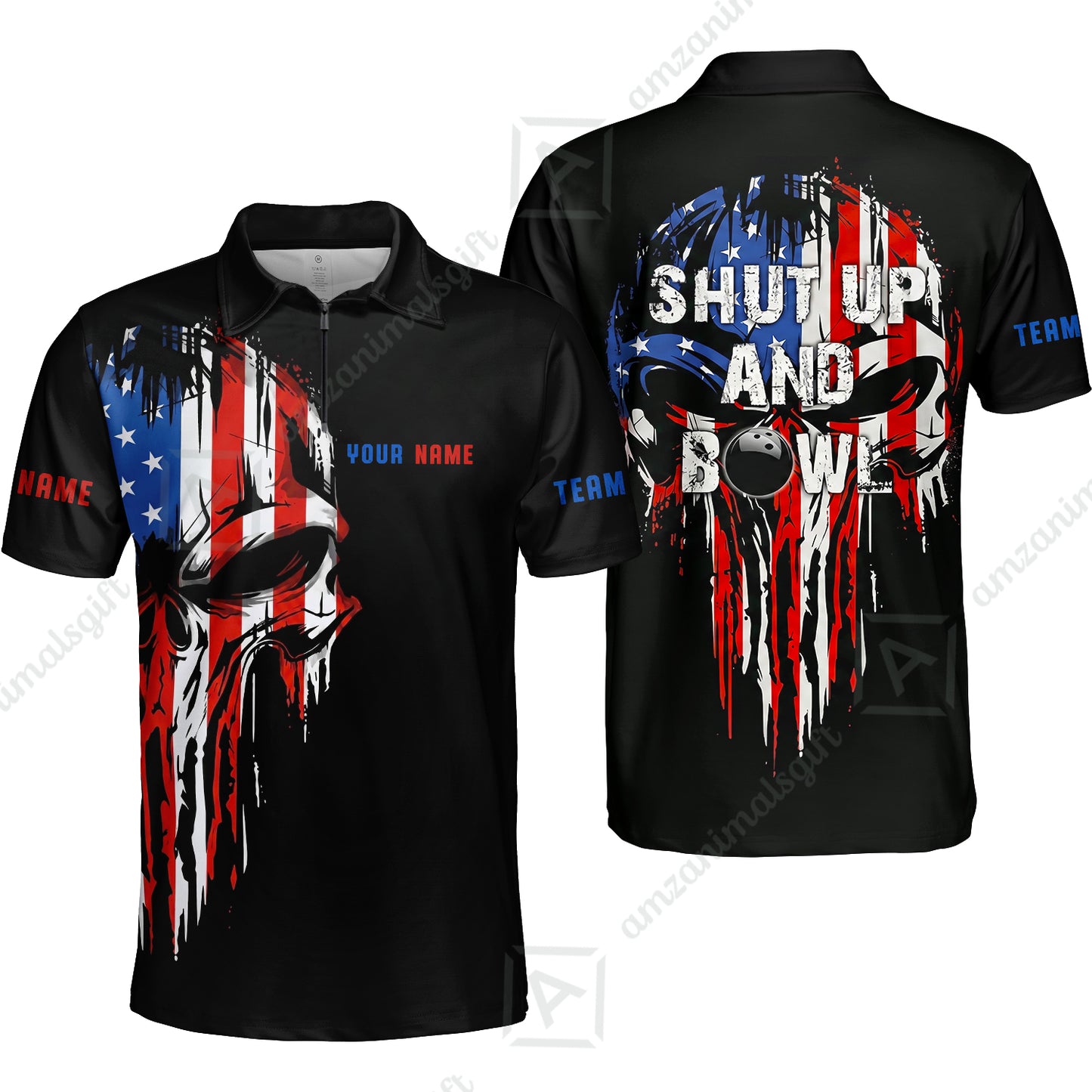 Custom Bowling Jersey Polo Shirt,  Skull Bowling, Custom Bowling Jersey Team Shirt For Players With Name and Team Name