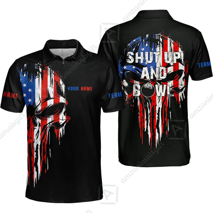 Custom Bowling Jersey Polo Shirt,  Skull Bowling, Custom Bowling Jersey Team Shirt For Players With Name and Team Name
