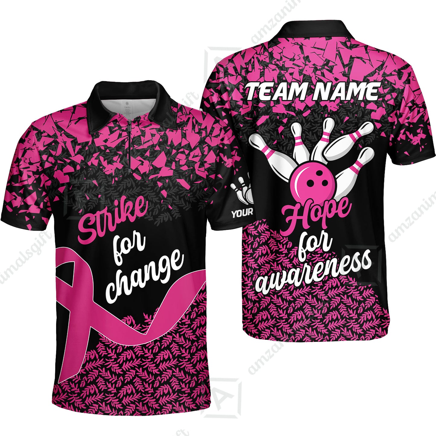 Custom Bowling Jersey Uniform Shirt, Bowling Strike For Change Team Shirt For Players With Name & Team Name