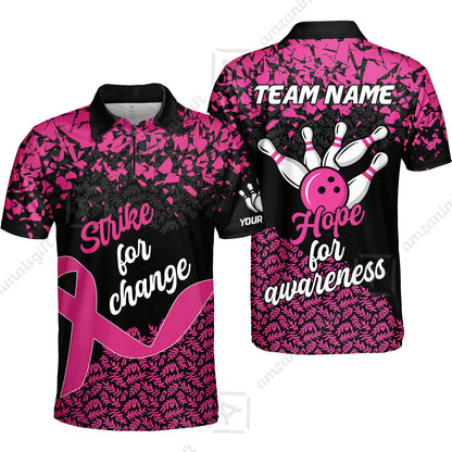 Custom Bowling Jersey Uniform Shirt, Bowling Strike For Change Team Shirt For Players With Name & Team Name