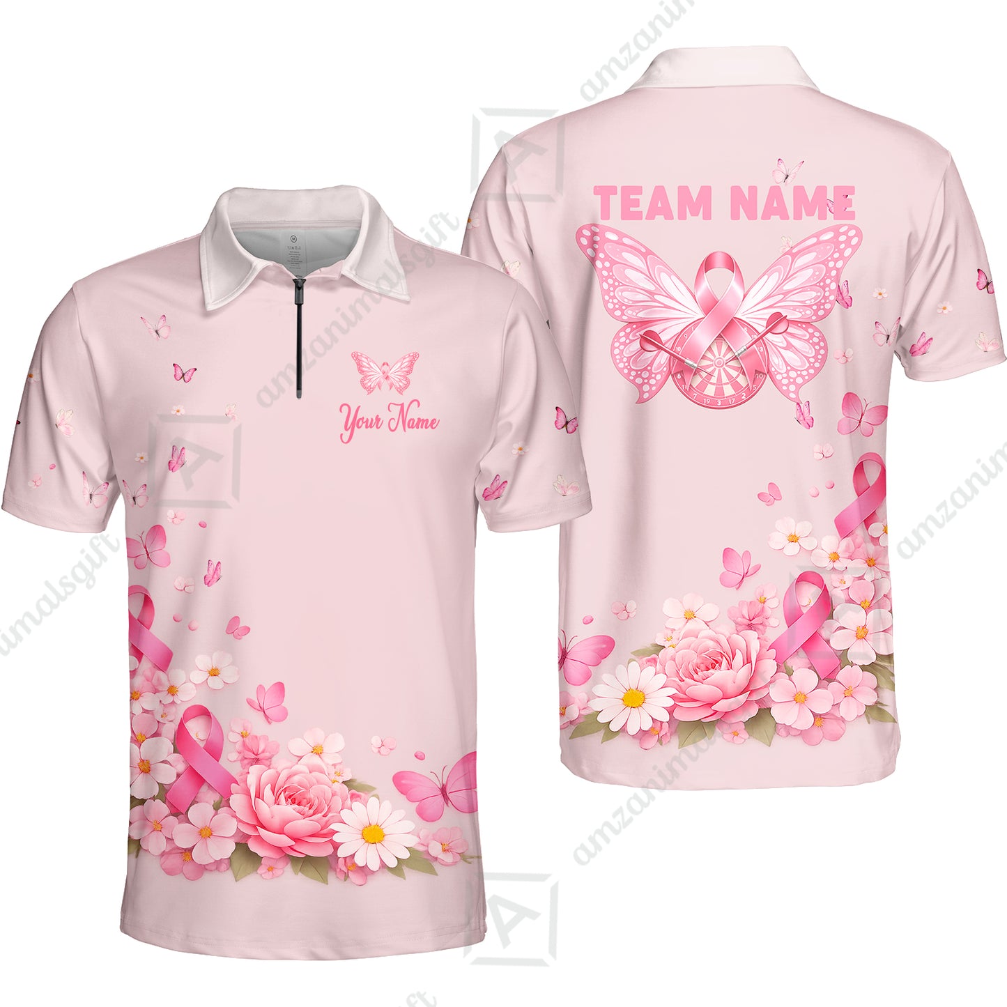 Custom Darts Jersey Polo Shirt, Butterfly Floral Darts, Custom Dart Jersey Team Shirt For Players With Name & Team Name