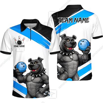 Custom Bowling Jersey Polo Shirt, Badass Dog Bowling Custom Bowling Jersey Team Shirt For Players With Name & Team Name