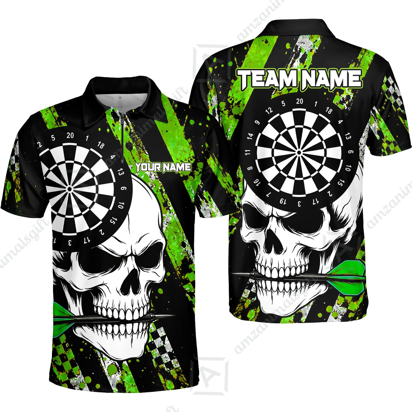 Custom Darts Jersey Polo Shirt, Skull Bites Dart, Custom Dart Jersey Team Shirt For Players With Name & Team Name