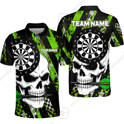 Custom Darts Jersey Polo Shirt, Skull Bites Dart, Custom Dart Jersey Team Shirt For Players With Name & Team Name