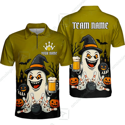 Custom Bowling Jersey Polo Shirt, Bowling Halloween Witch, Custom Bowling Jersey Team Shirt For Players With Name & Team Name