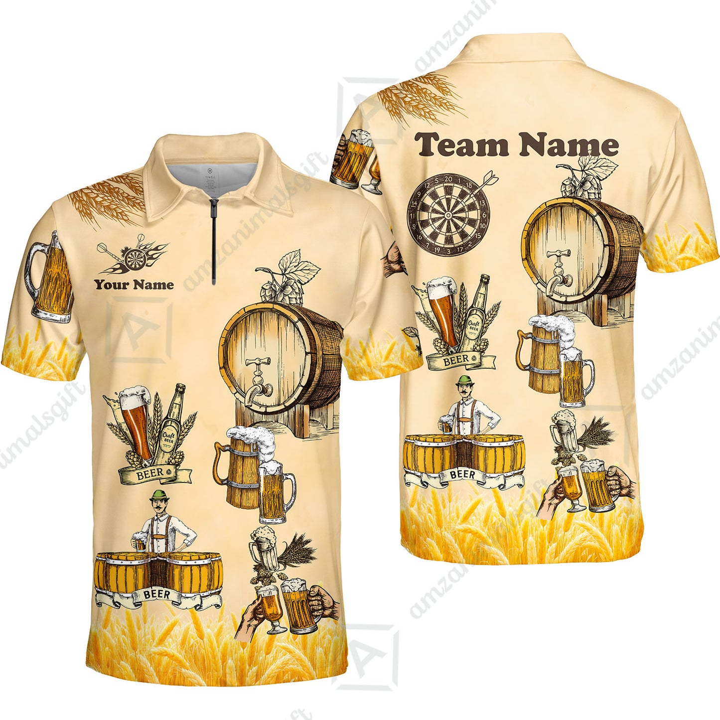 Custom Darts Jersey Polo Shirt, Beer 3 Scale, Custom Dart Jersey Team Shirt For Players With Name & Team Name