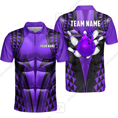 Custom Bowling Jersey Polo Shirt, Polynesian Strike, Custom Bowling Jersey Team Shirt For Players With Name & Team Name