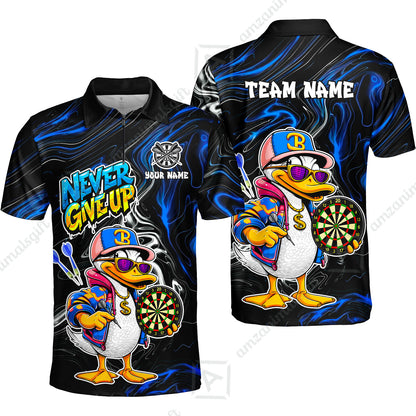 Customized Darts Team Jersey, Duck Never Give Up, Personalized Darts Name And Team Name