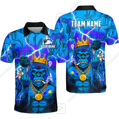 Custom Bowling Jersey Polo Shirt, Rebellious Gorilla King & Street Graffiti, Custom Bowling Jersey Team Shirt For Players With Name & Team Name