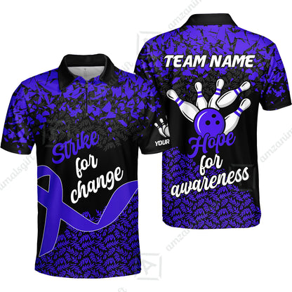 Custom Bowling Jersey Uniform Shirt, Bowling Strike For Change Team Shirt For Players With Name & Team Name