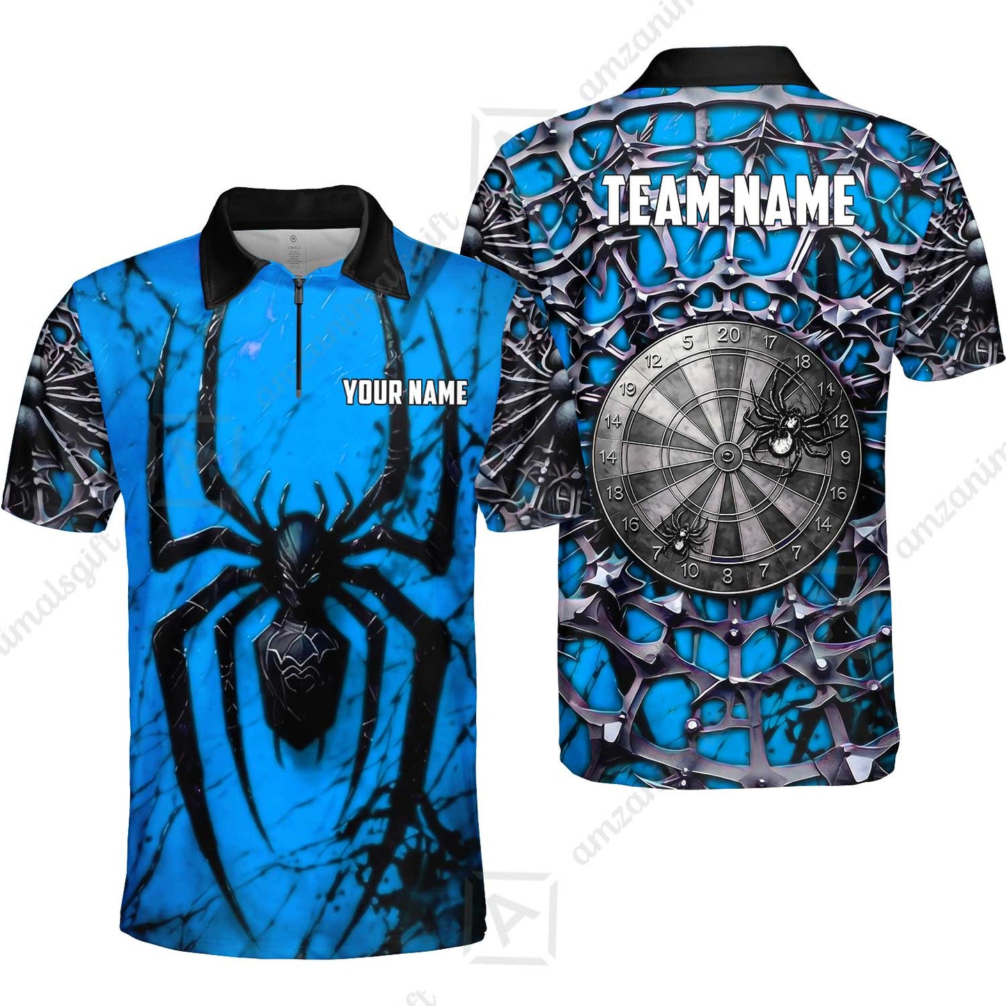 Custom Darts Jersey Polo Shirt, Gothic Widow Spiderweb, Custom Dart Jersey Team Shirt For Players With Name & Team Name
