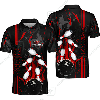 Custom Team Name Bowling Strike Team  Bowling Jersey - Custom Name Bowling Strike Personalized Bowling Polo Shirt - Uniform Shirt For Bowlers