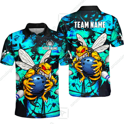Custom Bowling Jersey Polo Shirt, The Wild Wasp Strike, Custom Bowling Jersey Team Shirt For Players With Name & Team Name