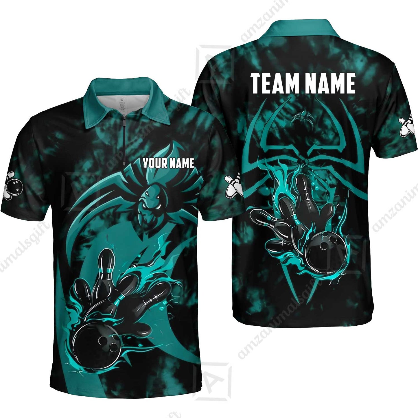 Custom Bowling Jersey Polo Shirt, Neon Venom Spider Monster, Custom Bowling Jersey Team Shirt For Players With Name and Team Name