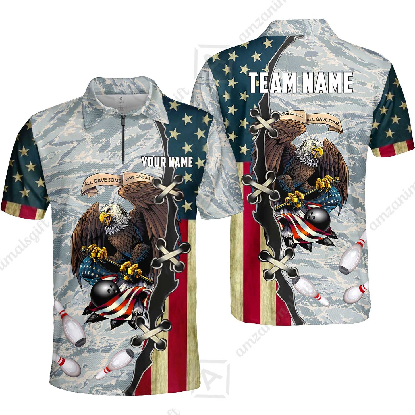 Custom Bowling Jersey Polo Shirt, All Gave Some Bowling, Personalized Name & Team Name