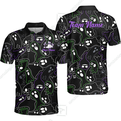Custom Bowling Jersey Polo Shirt, Halloween Ghost Bowling, Custom Bowling Jersey Team Shirt For Players With Name & Team Name