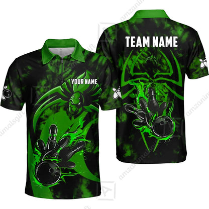 Custom Bowling Jersey Polo Shirt, Neon Venom Spider Monster, Custom Bowling Jersey Team Shirt For Players With Name and Team Name