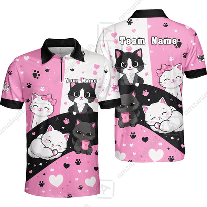 Custom Bowling Jersey Polo Shirt,  Meow Moments, Custom Bowling Jersey Team Shirt For Players With Name and Team Name