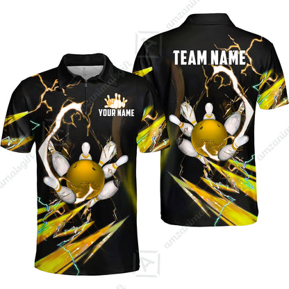 Custom Bowling Jersey Polo Shirt, Electric Strike & Neon Plasma, Custom Bowling Jersey Team Shirt For Players With Name & Team Name