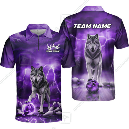 Custom Bowling Jersey Polo Shirt, Electric Wolf Bowling Custom Bowling Jersey Team Shirt For Players With Name & Team Name