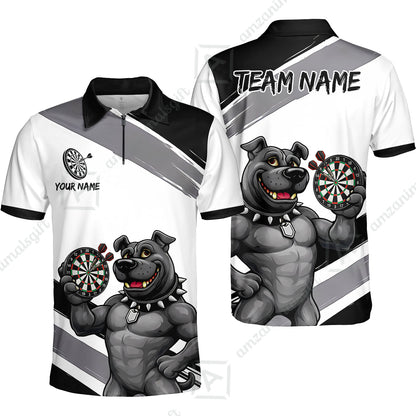 Custom Darts Jersey Polo Shirt, Pitbull Hold Dart Board, Custom Dart Jersey Team Shirt For Players With Name & Team Name